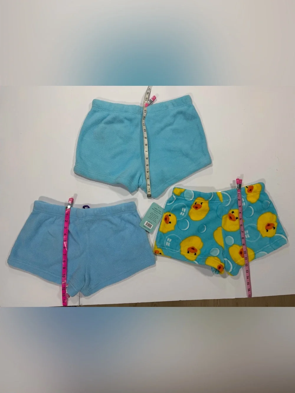 Blue Plush Women’s Shorts with Duck and Frog Details